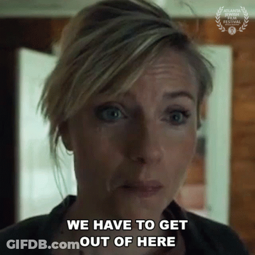 Woman Saying We Have To Get Out Of Here GIF