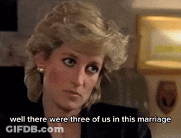 A Woman Says Well There Were Three Of Us In This Marriage In Front Of A Picture GIF