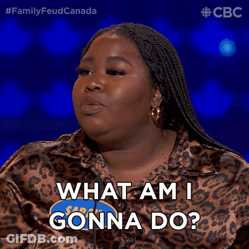 A Woman Says " What Am I Gonna Do " While Wearing A Leopard Print Top GIF