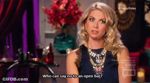 A Woman Says Who Can Say No To An Open Bar On Bravo TV GIF