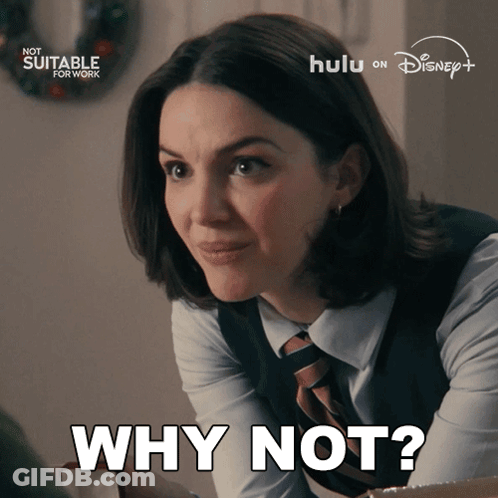 A Woman Says " Why Not " In A Disney Advertisement GIF