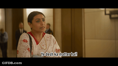 A Woman Says Ye Desh Ka Matter Hai In A Foreign Language GIF