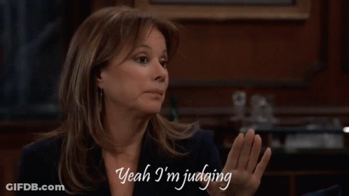 A Woman Says " Yeah I 'M Judging " With Her Hands Outstretched GIF