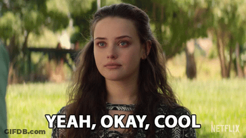 A Woman Says " Yeah Okay Cool " In Front Of A Green Field GIF
