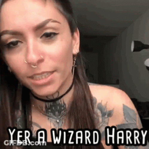 A Woman Says Yer A Wizard Harry In Front Of Her GIF