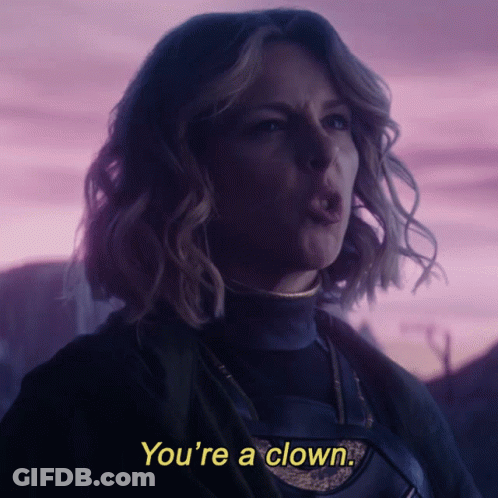 A Woman Says " You 'Re A Clown " While Making A Face GIF