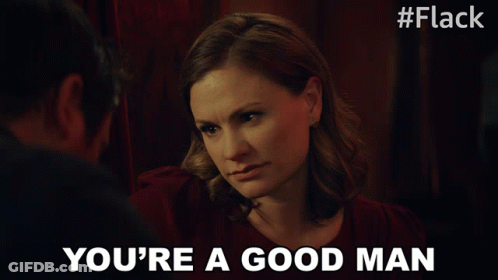 A Woman Says " You 'Re A Good Man " To A Man In A Dark Room GIF