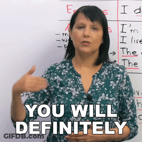A Woman Says You Will Definitely In Front Of A White Board GIF
