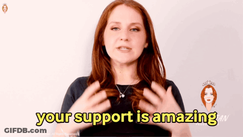 A Woman Says " Your Support Is Amazing " While Holding Her Hair GIF