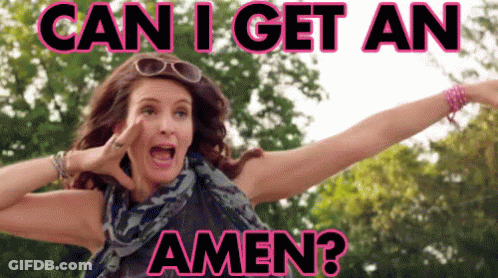 A Woman Screaming With The Words Can I Get An Amen GIF