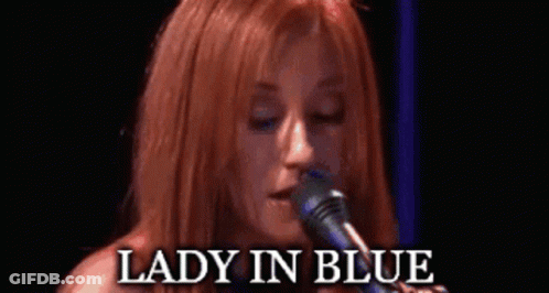 Woman Singing Into Microphone Lady In Blue GIF