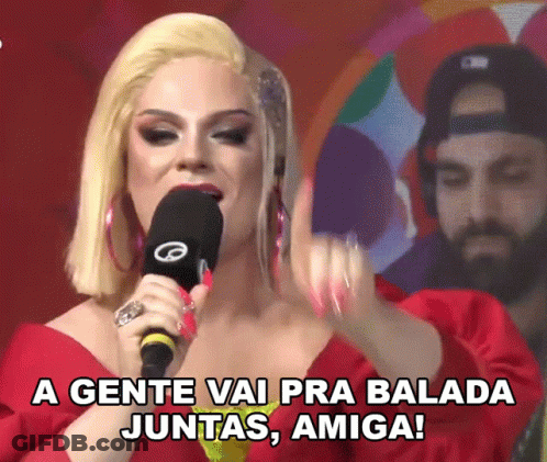 Woman Singing Into Microphone With Gente Vai Pra Balada Juntas Amiga GIF