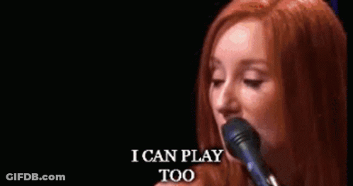 Woman Singing Into Microphone I Can Play Too GIF
