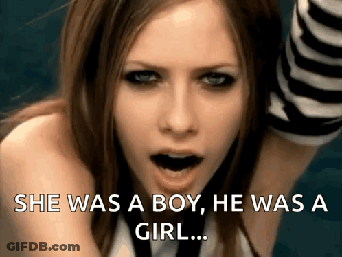 A Woman Singing She Was A Boy He Was A Girl .. GIF