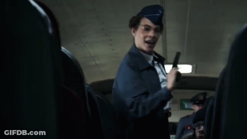 A Woman Sits On A Bus With The Words Next Naughty Child On The Bottom GIF