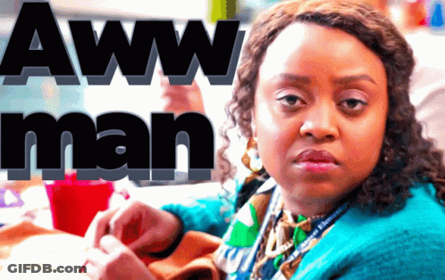 Woman At Table Saying Aww Man GIF
