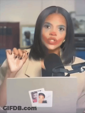 A Woman Sitting In Front Of A Laptop With A Sticker On It That Says ' I Love You ' On It GIF