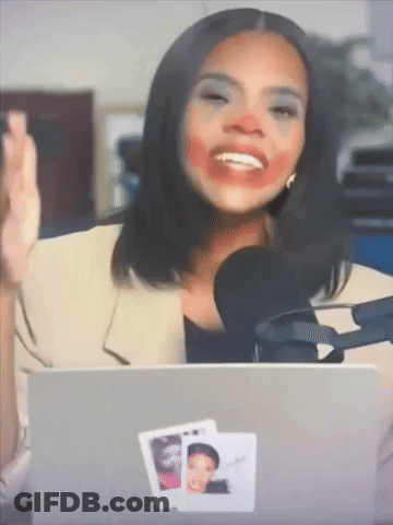 A Woman Sitting In Front Of A Laptop With A Sticker On It That Says ' I Love You ' GIF