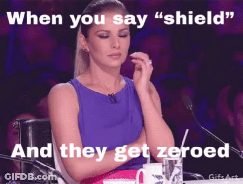 A Woman Sitting In Front Of A Microphone With A Caption That Says " When You Say " Shield And They Get Zeroed " GIF