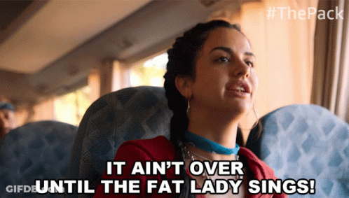 A Woman Sitting On A Bus Says It Ain 'T Over Until The Fat Lady Sings GIF