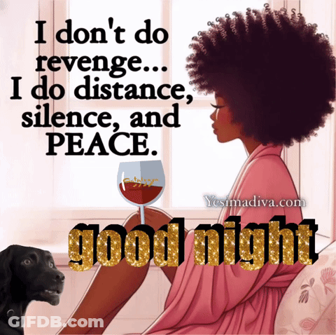 A Woman Sitting On A Couch With A Glass Of Wine And A Quote That Says Good Night GIF
