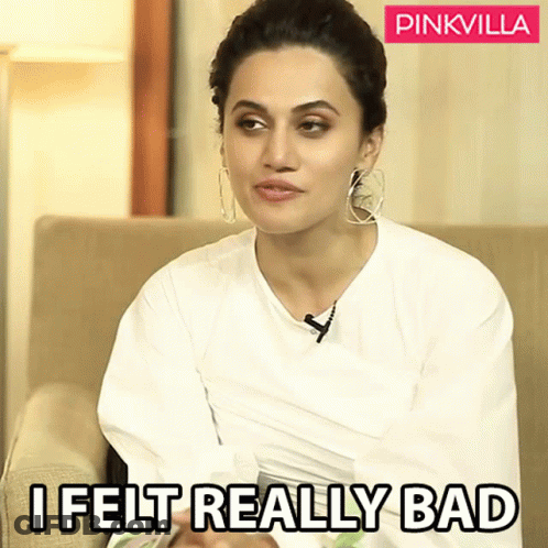 A Woman Sitting On A Couch With The Words I Felt Really Bad GIF