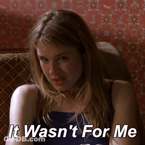 A Woman Sitting On A Couch With The Words " It Wasn 'T For Me " Written On The Bottom GIF