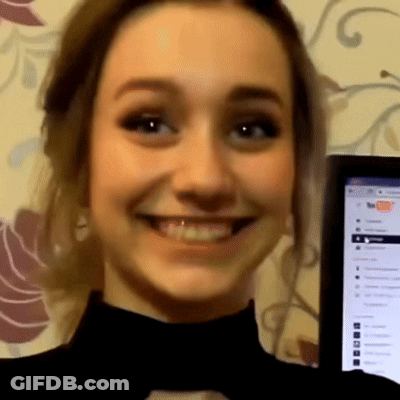 A Woman Smiles In Front Of A Computer Screen That Says ' Firefox ' On It GIF