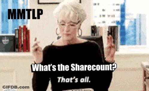 A Woman Smoking A Cigarette With The Words Mmtlp What 'S The Sharecount That 'S All Written Above Her GIF