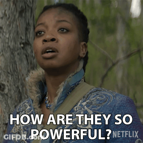 A Woman Standing Next To A Tree Says How Are They So Powerful GIF