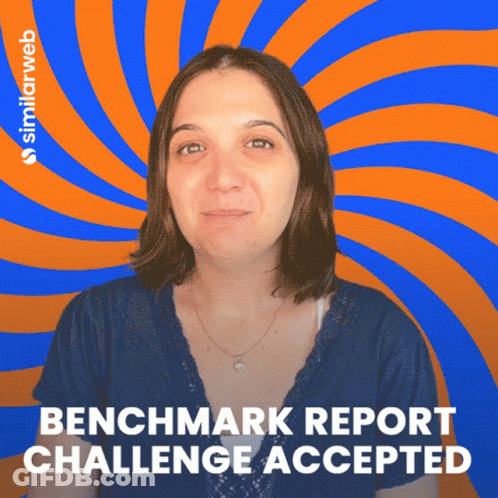 Woman In Front Of Blue Orange Swirl With Challenge Text GIF