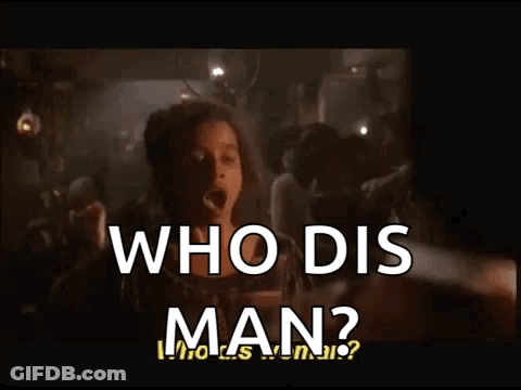 A Woman Stands In Front Of A Crowd And Says Who Dis Man ? GIF