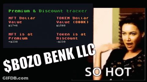 A Woman Stands In Front Of A Sign That Says $ Bozo Benk Llc GIF