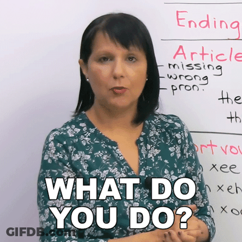 A Woman Stands In Front Of A White Board That Says Ending Article GIF