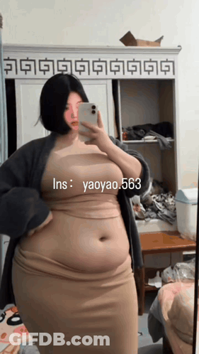 Woman Taking Selfie In Mirror With Hashtag Yaoyao GIF