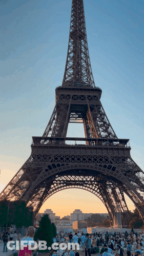 A Woman Taking A Picture Of The Eiffel Tower GIF