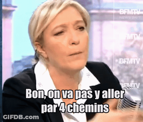 A Woman Talking Into A Microphone With The Words Bon On Va Pas Y Aller Par 4 Chemins GIF