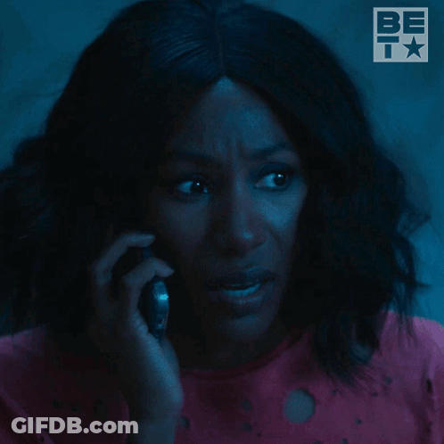 A Woman Talking On A Cell Phone With The Words Hello On The Bottom GIF