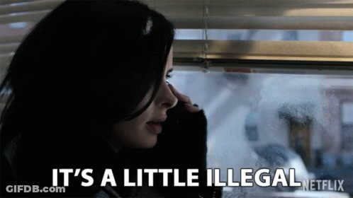 A Woman Talking On A Cell Phone With The Words It 'S A Little Illegal Netflix GIF