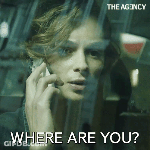 A Woman Talking On A Cell Phone With The Words Where Are You On The Bottom GIF
