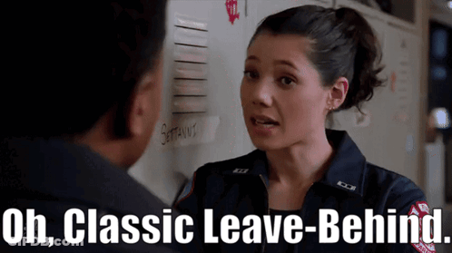 A Woman Talking To A Man With The Words Oh Classic Leave Behind GIF