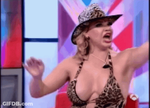 A Woman Wearing A Bikini And A Cowboy Hat GIF