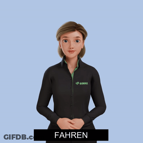 A Woman Wearing A Black Jacket With Simax Written On It GIF