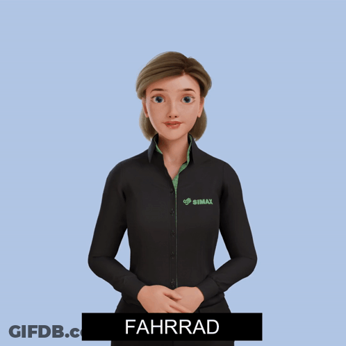 A Woman Wearing A Black Shirt With Simax On It GIF
