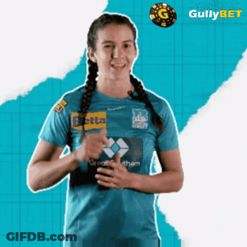 A Woman Wearing A Blue Shirt That Says Great Southern GIF