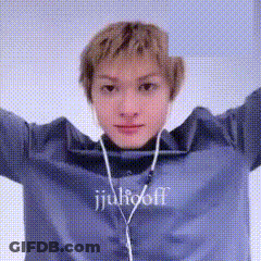 A Woman Wearing A Blue Sweater With The Word Julioff On It GIF