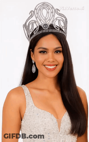 A Woman Wearing A Crown That Says Pixverse.ai GIF