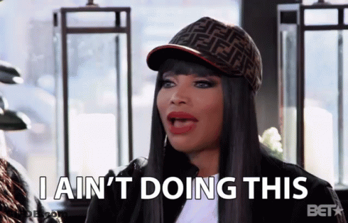 Woman In Hat Saying I Aint Doing This GIF