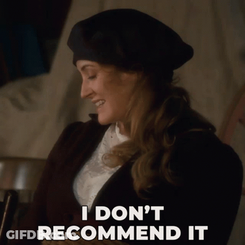 Woman In Hat Saying I Don't Recommend It GIF