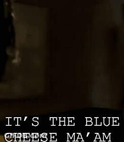 A Woman Wearing A Hat Says It 'S The Blue Cheese Ma Am GIF